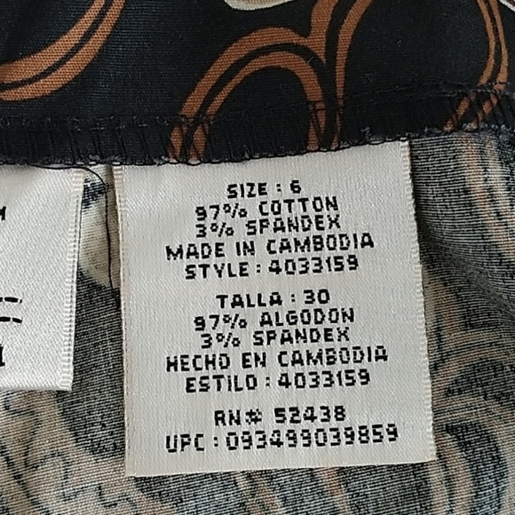 Kathie Lee Summer Brown Flowers Ankle Pants  Sz 6 - Picture 3 of 8